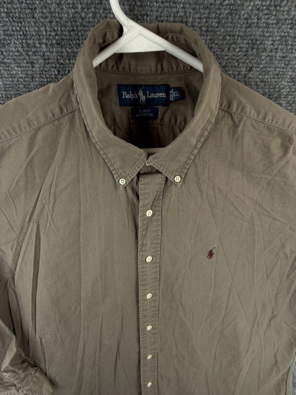 Ralph Lauren Men Button Up Shirt Long Sleeve Cotton Blake XL Brown Cotton Adult